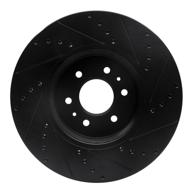 Kia Borrego Brake Rotor (1) - Front Left - R1 Concepts - Drilled & Slotted - Black - `09-`10